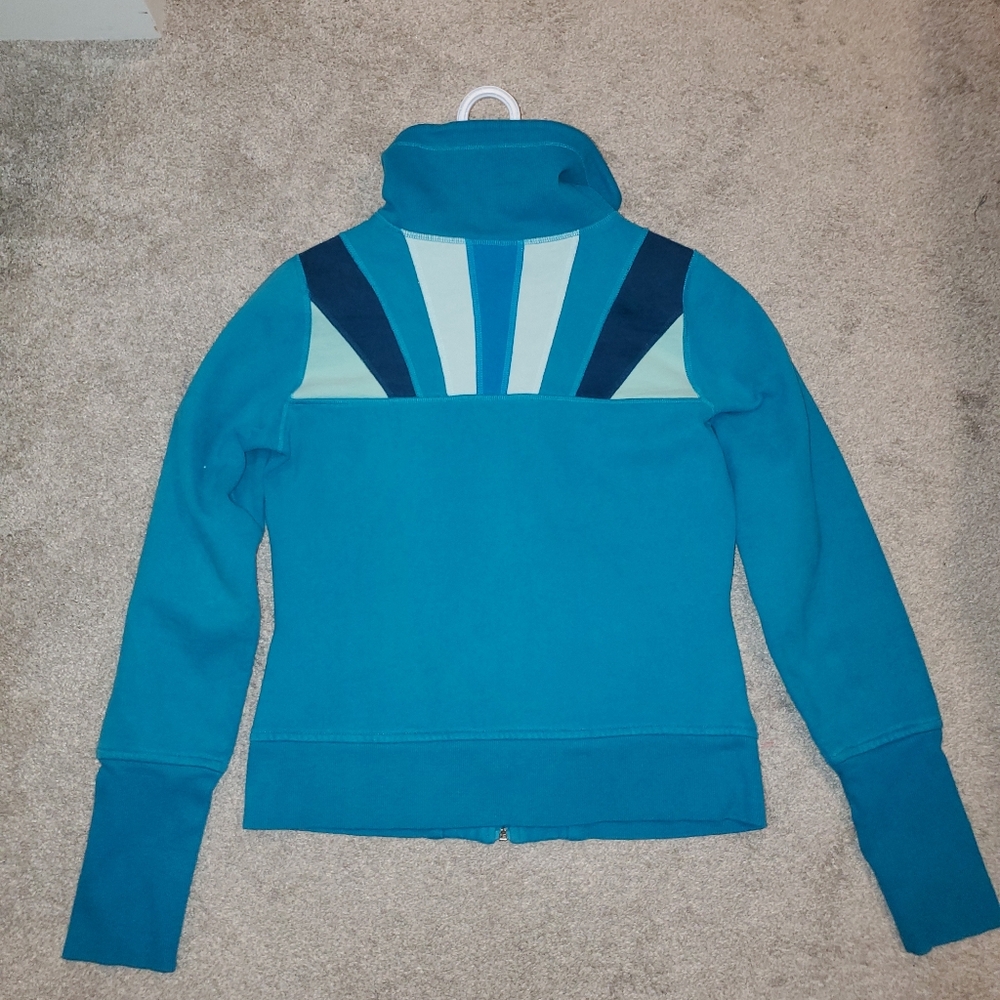 lululemon athletica Teal Blue Paneled Funnel-Neck Scuba Jacket